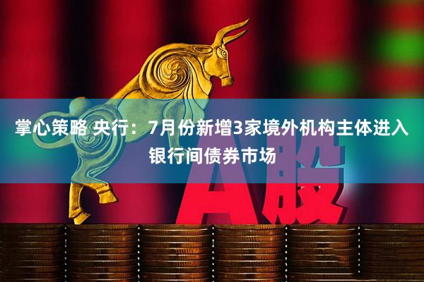 掌心策略 央行：7月份新增3家境外机构主体进入银行间债券市场