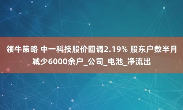 领牛策略 中一科技股价回调2.19% 股东户数半月减少6000余户_公司_电池_净流出